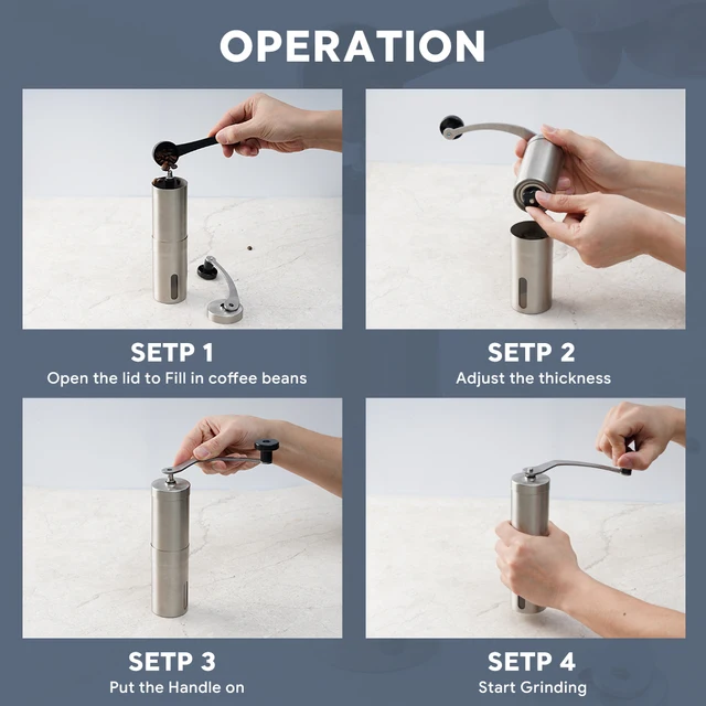 Buy Manual Coffee Grinder With Conical Ceramic Burr Because Hand