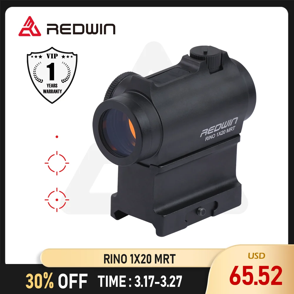 

Red Win Rino 1x20 MRT супер яркая сетка, 12 уровней освещения, 1 MOA колпачок, регулируемая красная точка, прицел, подходит для AR-платформы