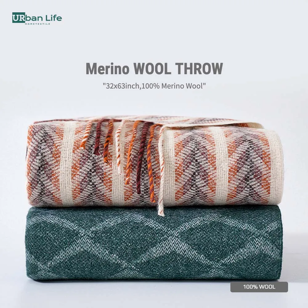 URBANLIFE Patterned Wool Blankets Warm Heavy Washable Large Great for