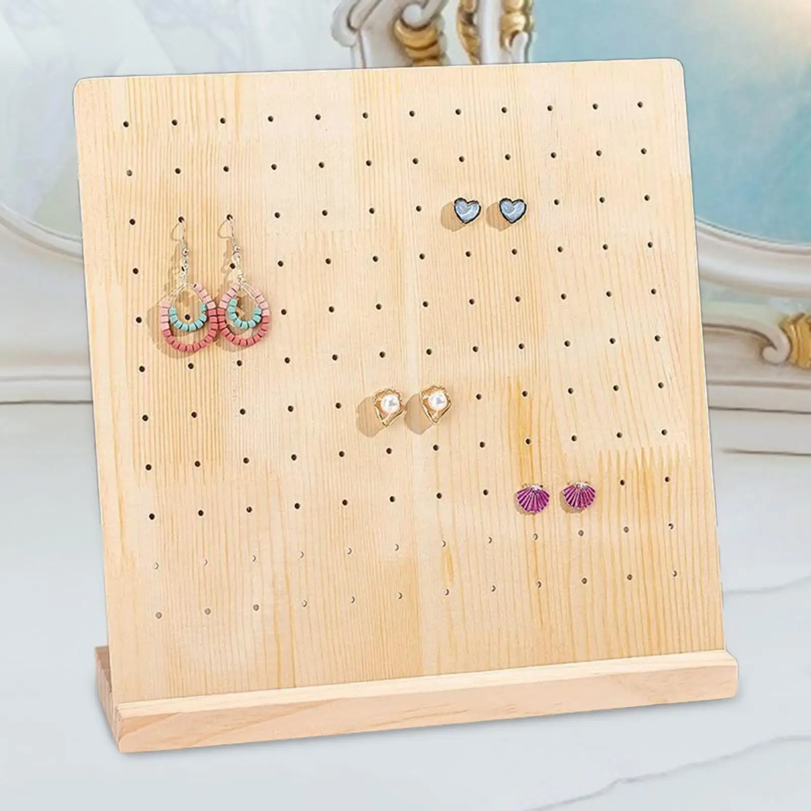 Wooden Pegboard Display Stand Retail Rack, Jewellery Display Rack Organizer for Selling Personal Usage, Craft Shows