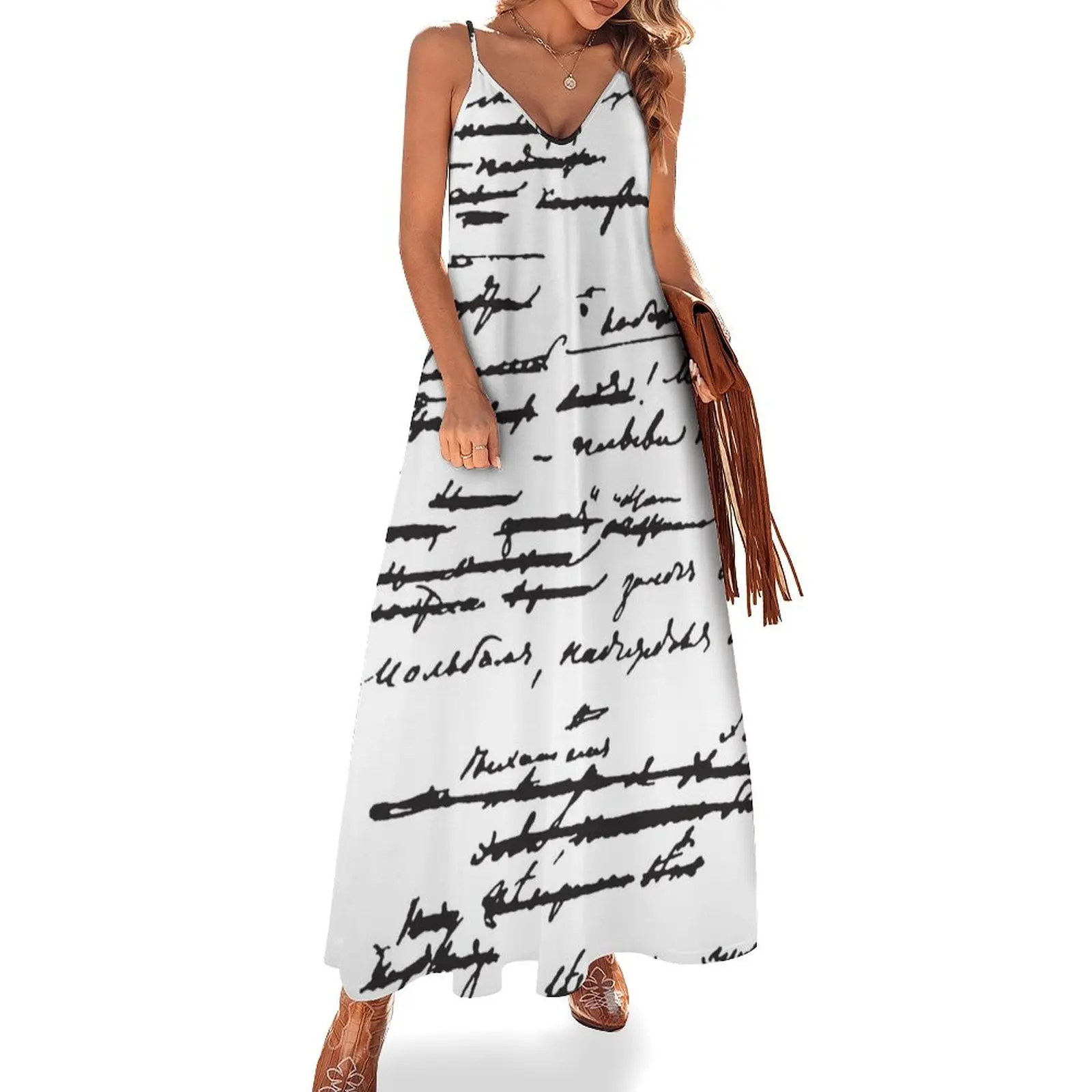 

Cursive Word Em English, hand writing Sleeveless Dress Cocktail of dresses Summer skirt