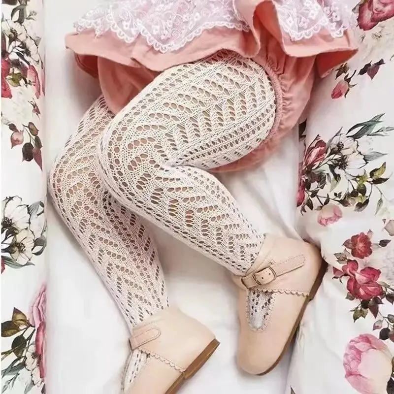 Baby Girls Knit Tights Hollow Out Mesh Stockings For Kids Fishnet Clothing Toddler Spain Style