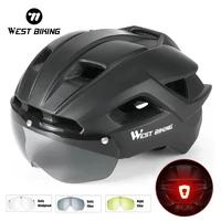 WEST BIKING Ultralight Bike Helmet With Taillight Goggle Men Women Integrated Cycling Safety Hat MTB Road Bike Motorcycle Helmet 1