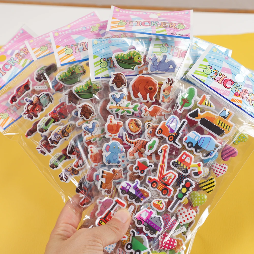 30Pcs Cartoon 3D Stickers for Kids Birthday Party Favors Baby Shower Boy Girl Sticker Toys Pinata Goodie Bag Giveaway Gift kids stickers