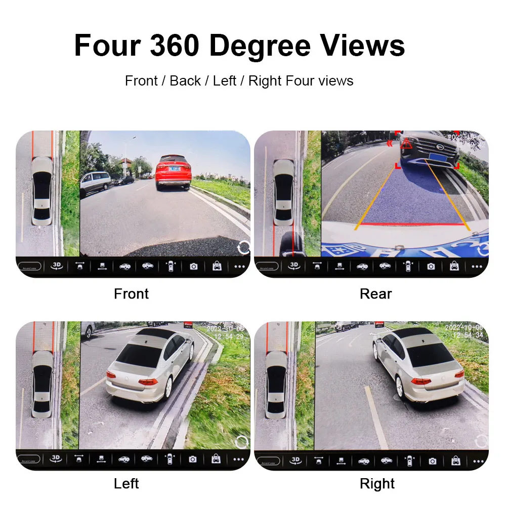 QMKJ 8K 360 Deg Vehicle Camera Surround View 720P/1080P AHD Right+Left+Front+Rear View Car Camera System For Android Player