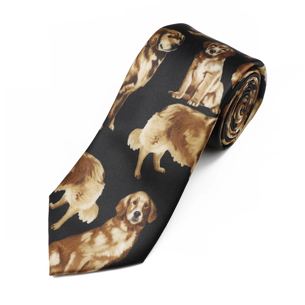 Men's Smooth Soft Polyester 8cm Tie Vintage Cute Giraffe Cat Vegetable Reindeer Pattern Printed Wedding Party Accessory Gift