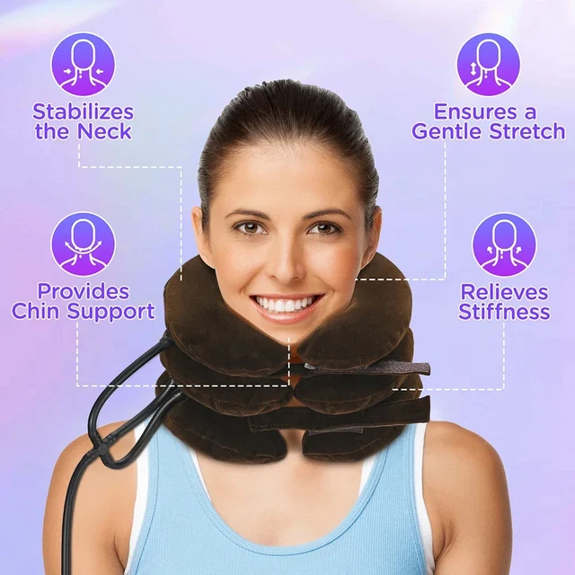 Cervical Neck Traction Device,Relief for Chronic Neck & Shoulder Alignment Pain,Inflatable Neck Stretcher Collar for Home Relief 2
