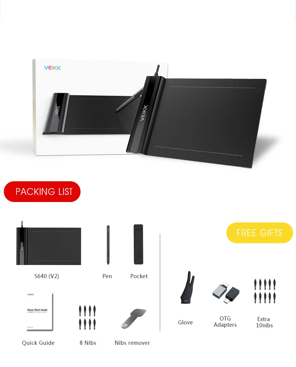 VEIKK S640 Graphics Tablet,Digital Drawing Tablet,6.5x4", for Drawing & Game OSU,Battery-Free Pen Support Windows Mac Android - Image 6