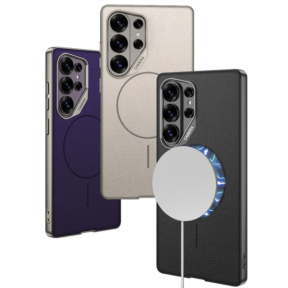 Magnetic Luxury Leather Wireless Charging Shockproof Phone Case