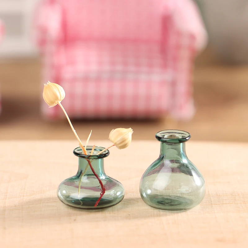 24 Styles 1/12 Miniature Dollhouse Glass Vase Mini Flower Vase for Doll House Decoration Accessories