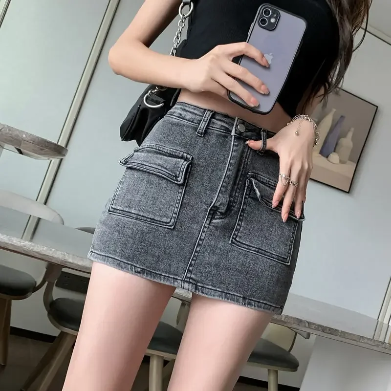 Summer Solid Color Casual Shorts Skirts Women's Jeans High Waist Denim Shorts Fashion Hot Pants