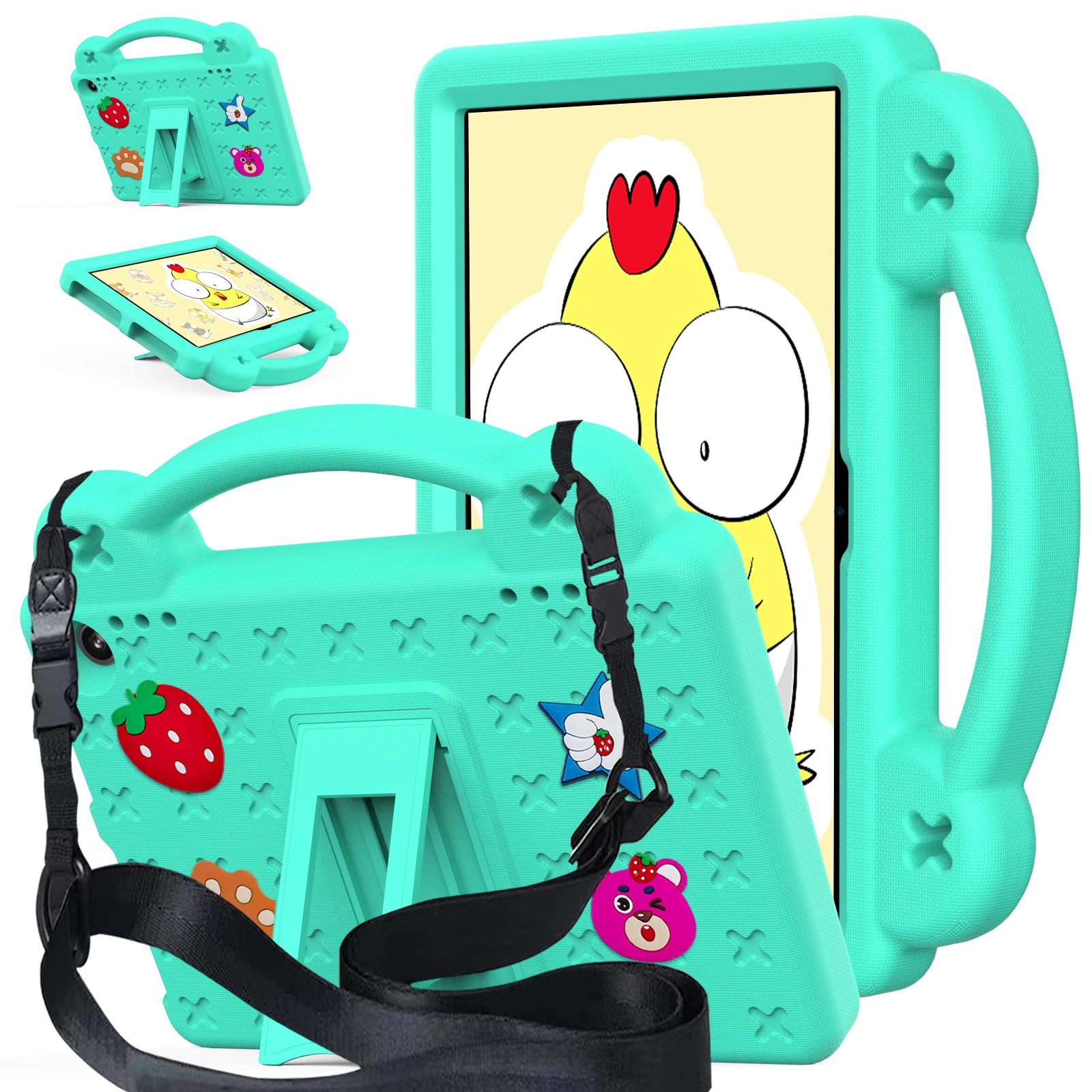 Cartoon EVA Tablet Case with Handle and Shoulder Strap