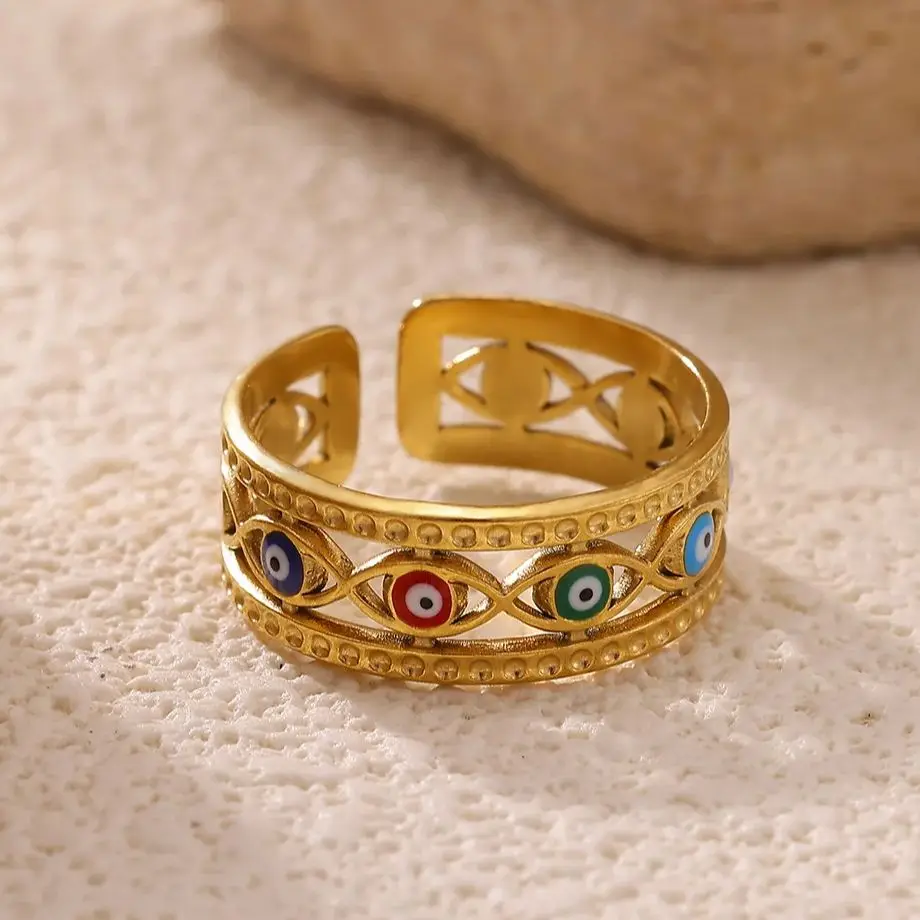 Enamel Evil Eye Rings Women For Women