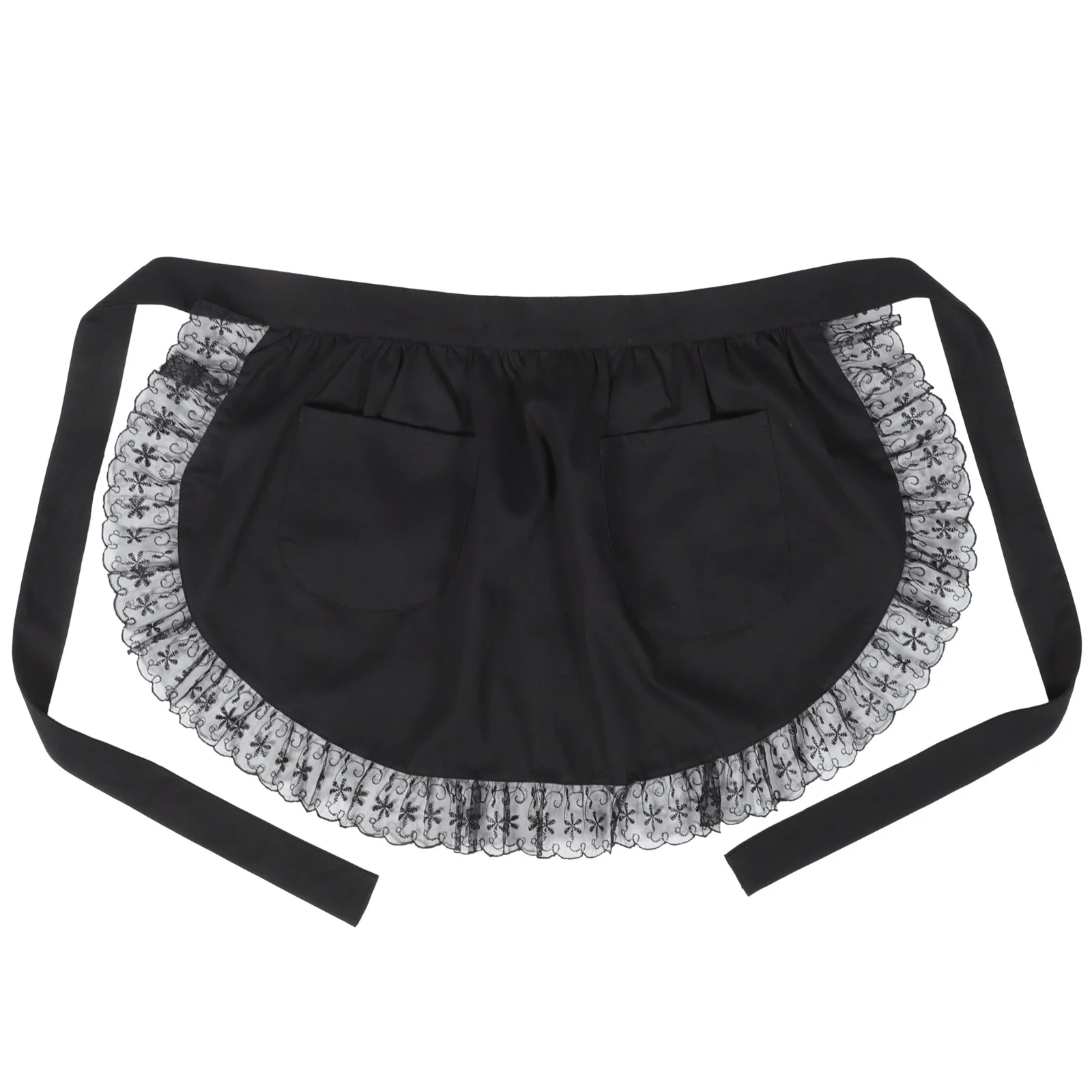 

Kichvoe Girls Waist Apron Bbq Accessories Black Lace Maid Apron Waist Apron Cotton Server Waitress Apron Short Apron