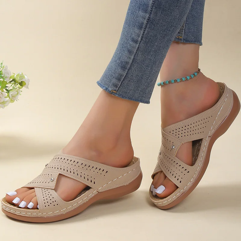 Women Sandals Sandals Women Summer Shoes Women Elegant Low Heels Sandals Summer Slippers Zapatos Mujer Wedge Heeled Female