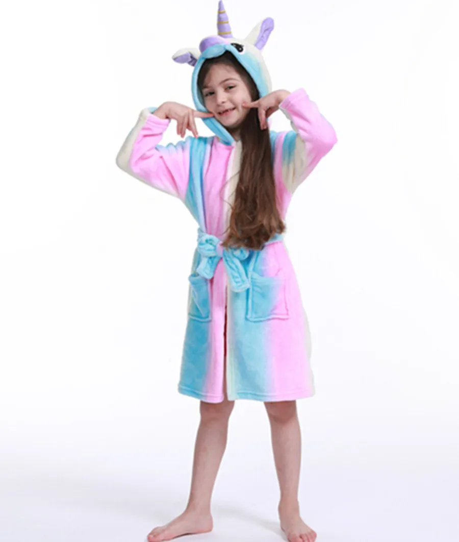 Children Sleepwear 3-12Years kids pajamas set,child bathrobe,kids robe Unicorn Cartoon Bath Robe