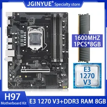 JGINYUE H97 Kit Motherboard LGA 1150 With Set E3 1270 V3 CPU Processor 1PCS*8GB DDR3 1600MHz RAM Memory NVME M.2 H97M VH PLUS
