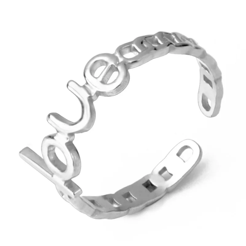 

10pcs Stainless Steel Teen Girls Ring Simple Geometric Flower Love Leaf Open Cuff Finger Rings for Lover No Fade Wholesale