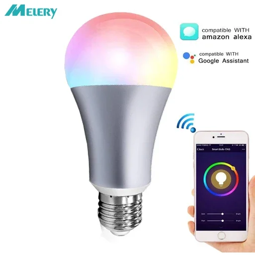 Lampadina Led Wifi Smart Light E26 E27 7W Warm Cool White Rgb Telecomando Vocale Dimmerabile Tramite Telefono Android Alexa Echo Google Home