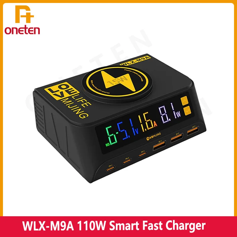 Mijing WLX-M9A 스마트 고속 충전기, 아이폰, 삼성, 마그네틱 무선 충..