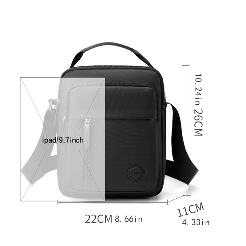 Durable crossbody bag, adjustable shoulder strap, multi-layer design, secure zipper - multifunctional storage bag