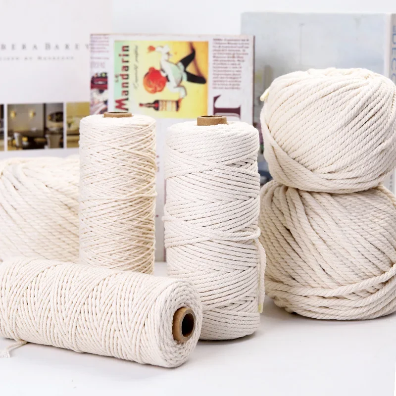 4mm 5mm 50M/roll White Cotton Rope Twisted String Cotton Cord Tag Rope Handmade Decorative Home Decoration Wall Decoration