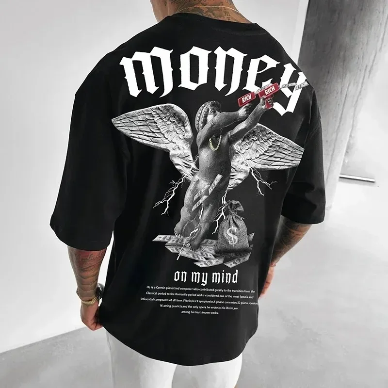 Money-Angel-Print-Men-s-T-Shirt-Cotton-Hip-hop-Short-Sleeve-O-Neck-Tee ...