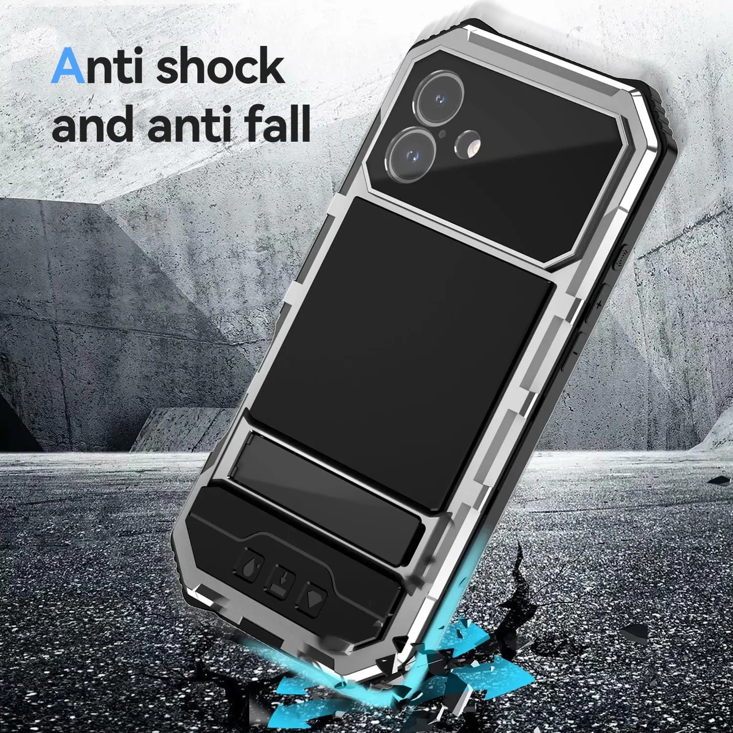 Triple-Layer Heavy Duty Metal Protective Case with Military-Grade Bumper and Screen Shield