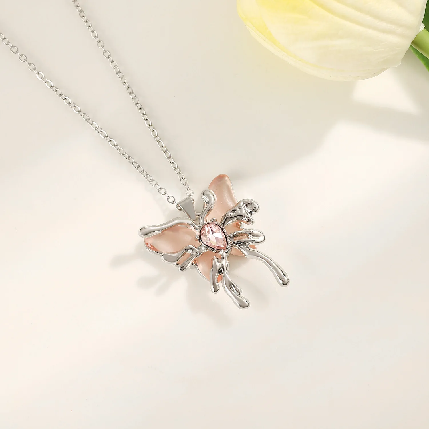 Y2K Pink Butterfly Necklace certification