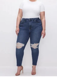 FSMG Plus Size Stretch Women's Jeans Retro Style Tummy Control Butt Lifting Mid-Rise Fashionable Casual Comfortable Capri Pants