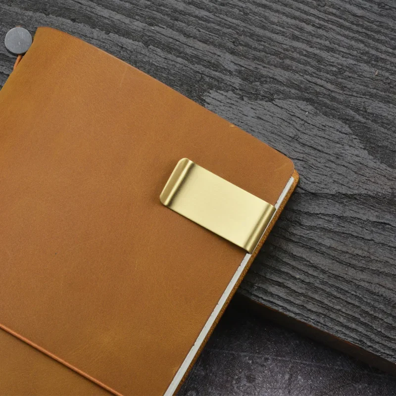 Fromthenon Metal Leather Pen Holder Brass Stainless Steel Pencil Clip Vintage Diary Notebook Pen Holder Loose Leaf Clip 4