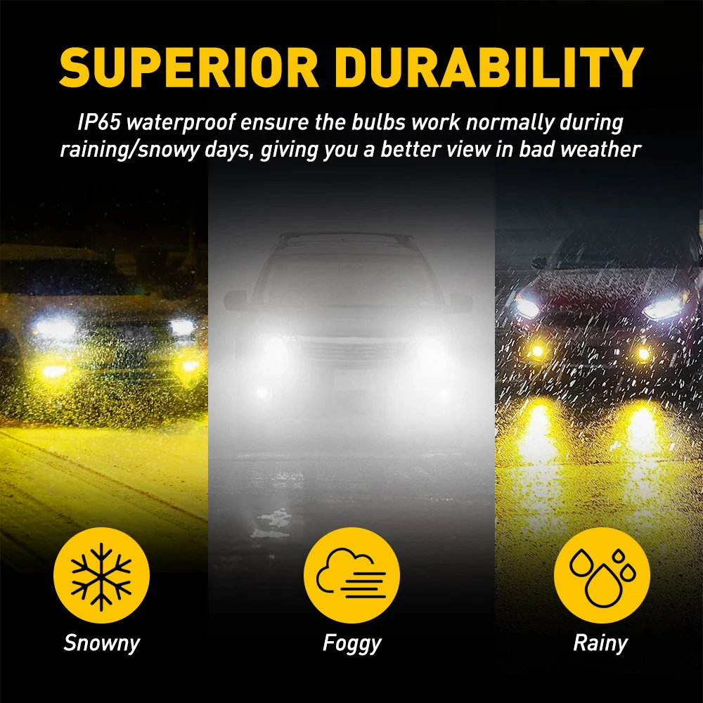 2개 AUXITO CANBUS H8 LED 노란색 흰색 9006 HB4 H10 H11 LED 안개등 9005 HB4 LED 전구 자동차 주행등 (도요타, 스코다, 포드용)
