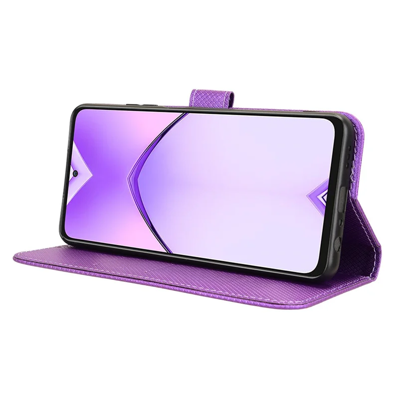Luxury Flip Diamond Pattern PU Leather Wallet Case with Lanyard – Premium Cover