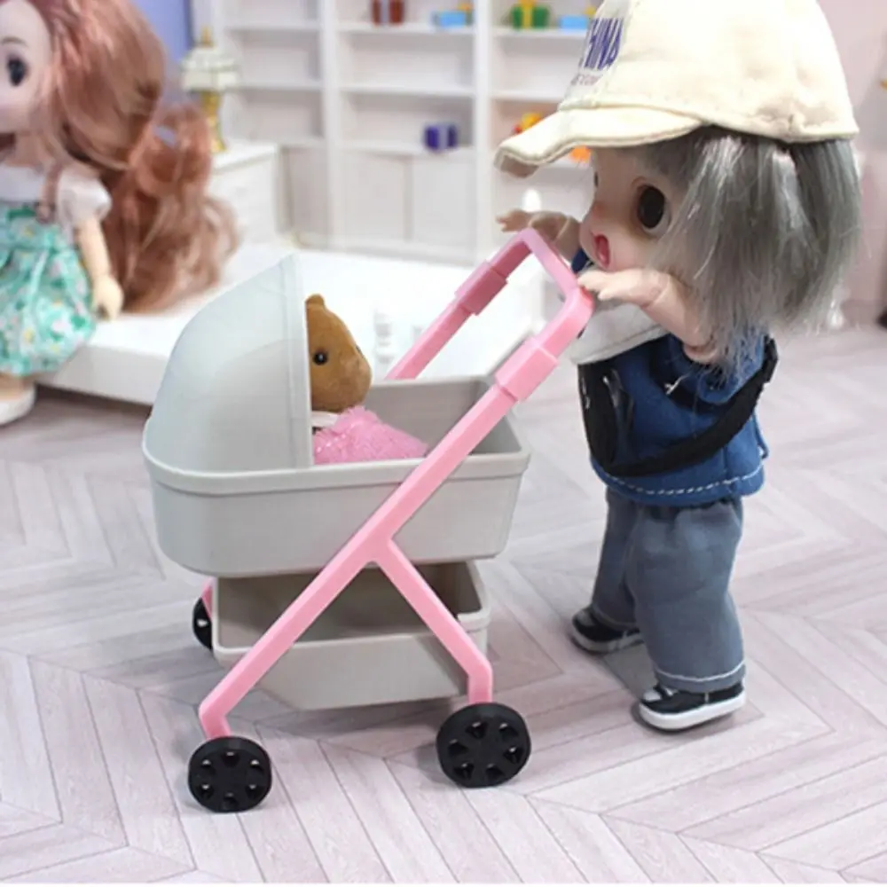 1:12 Dollhouse Baby Stroller Bedroom Scene Decor Miniature Baby Stroller Model Living Ornaments Simulation Baby Bassinet Cart