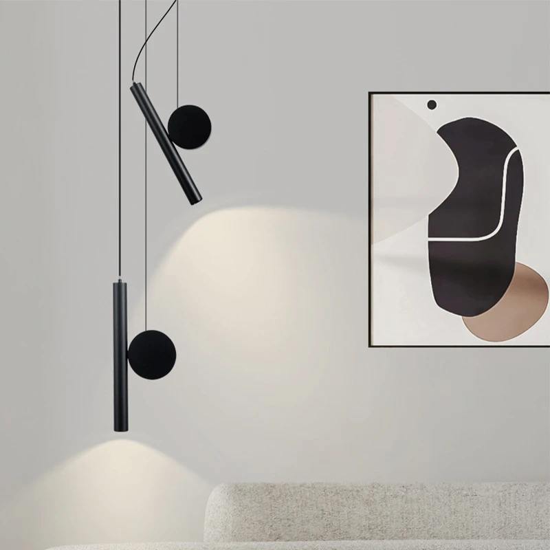 

Minimalist Pendant Lights Bedroom Bedside Lamp Hanging Light LED Tricolor Light White Black Ceiling Chandelier Lighting