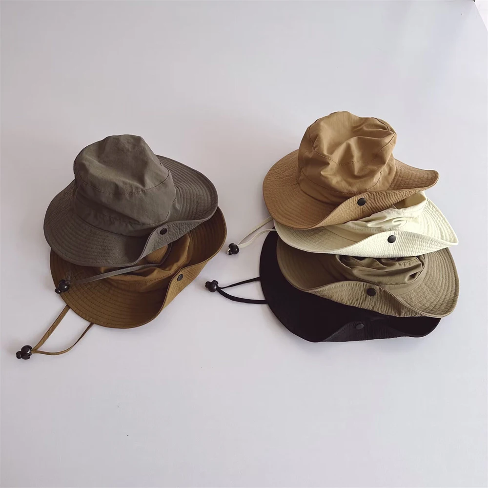 New Children Bucket Hats Summer Solid Color Sunhat Kids Fishing Hat Sunshade Visor Boys Girls Outdoor Fashion Beach Cap For 2-6Y 1