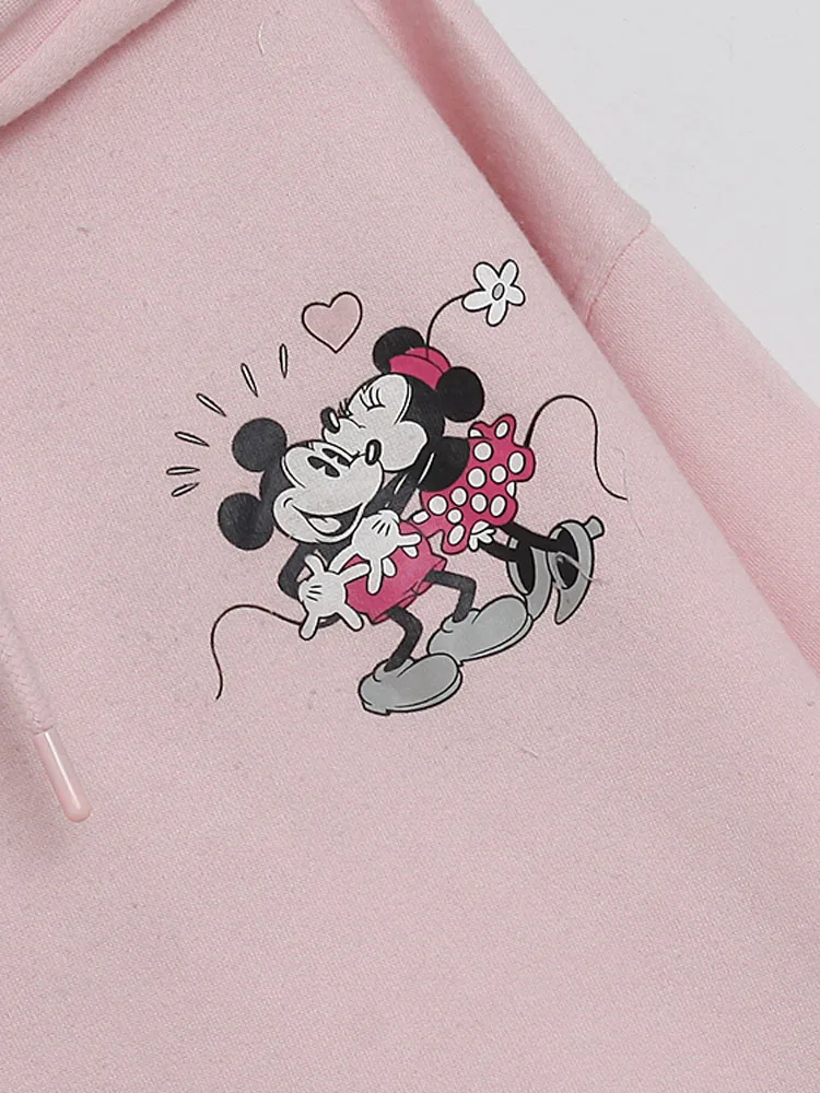 Disney Sweet Pink Minnie Mickey Mouse Love Cartoon Print Women