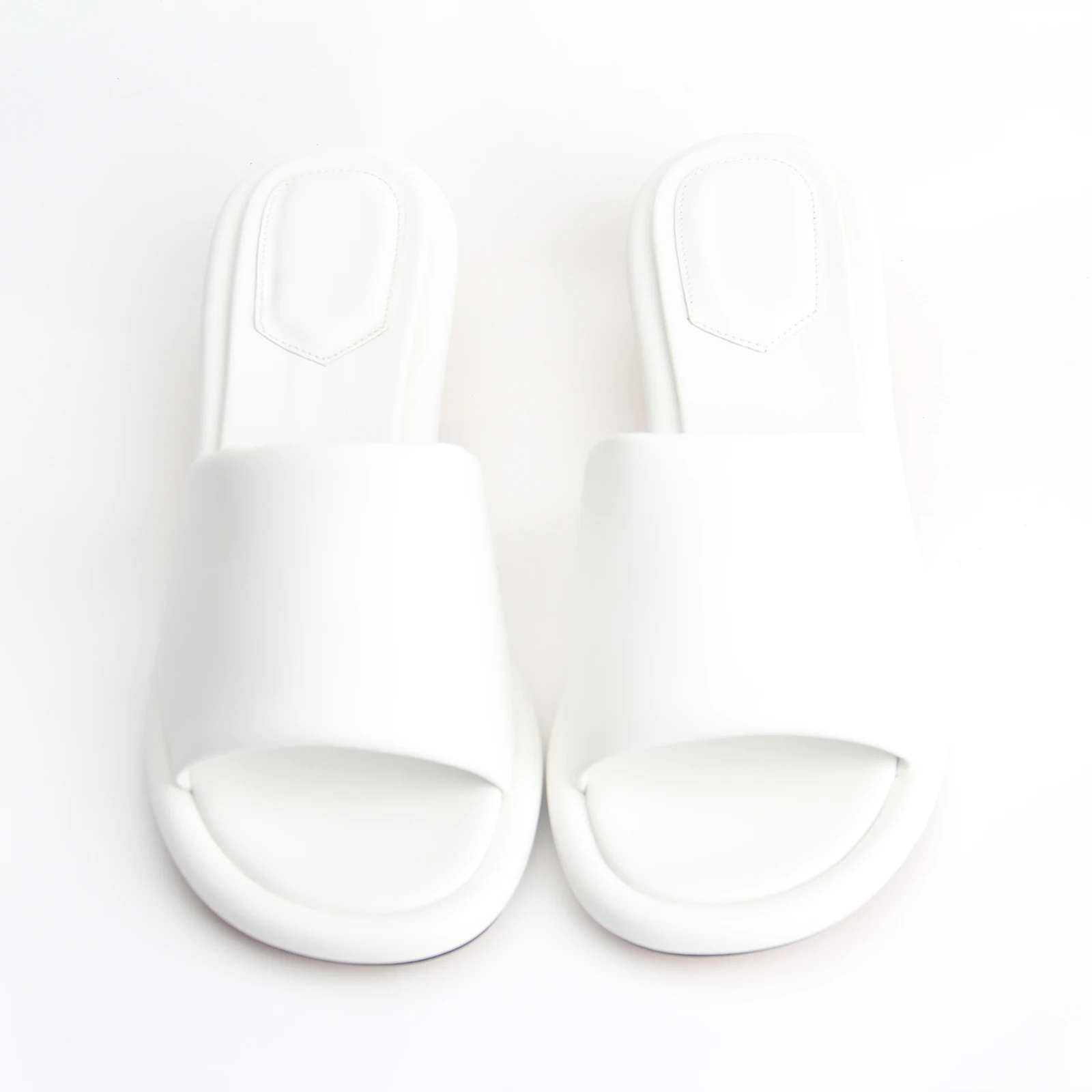 Summer Leather Slippers For Women 2023 Luxury Brand Designer Shoes Black Chunky Heel Ladies Slipper And Mules Sandal Big Size 44