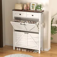 Entryway Shoe Storage,Flip Drawers ,Shoe Storage Cabinet, Shoe Cabinet with Drawer, for Entryway,Freestanding 1