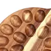 Refrigerator Egg Holder Wooden Easter Deviled Egg Platter with Handle Round Charcuterie Serving Board for 24 6