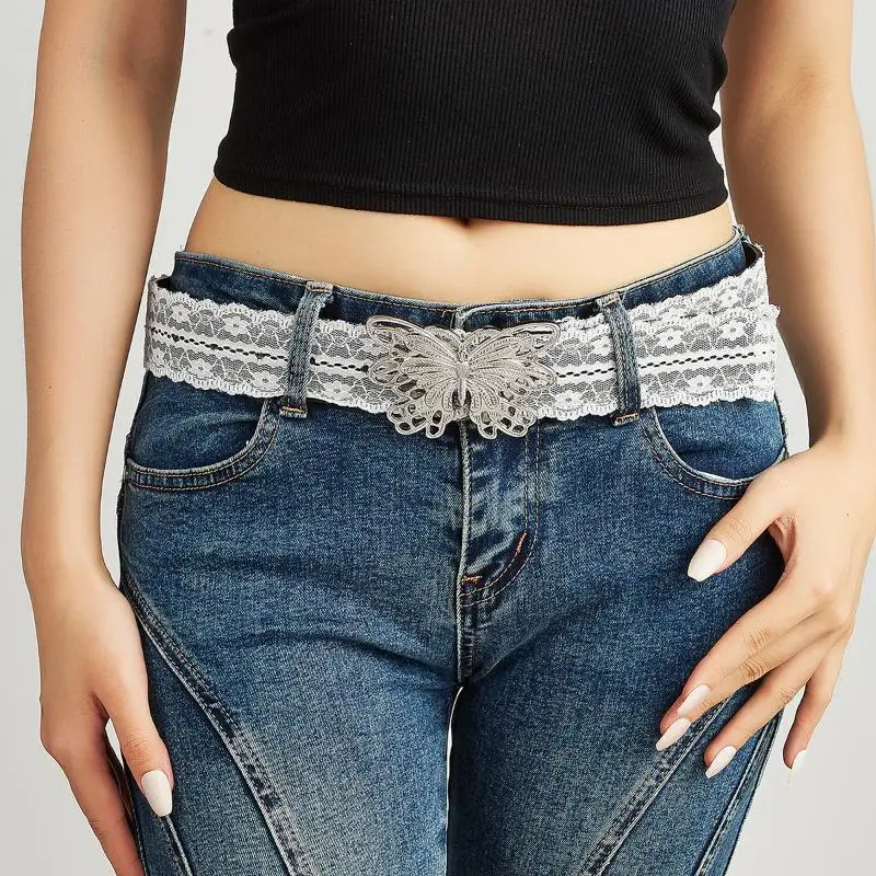White Floral Lace Waist Belt Adjustable Sweet All-match Waistband For Women Casual Waist Strap Decor Accessories Gifts〔CC55〕