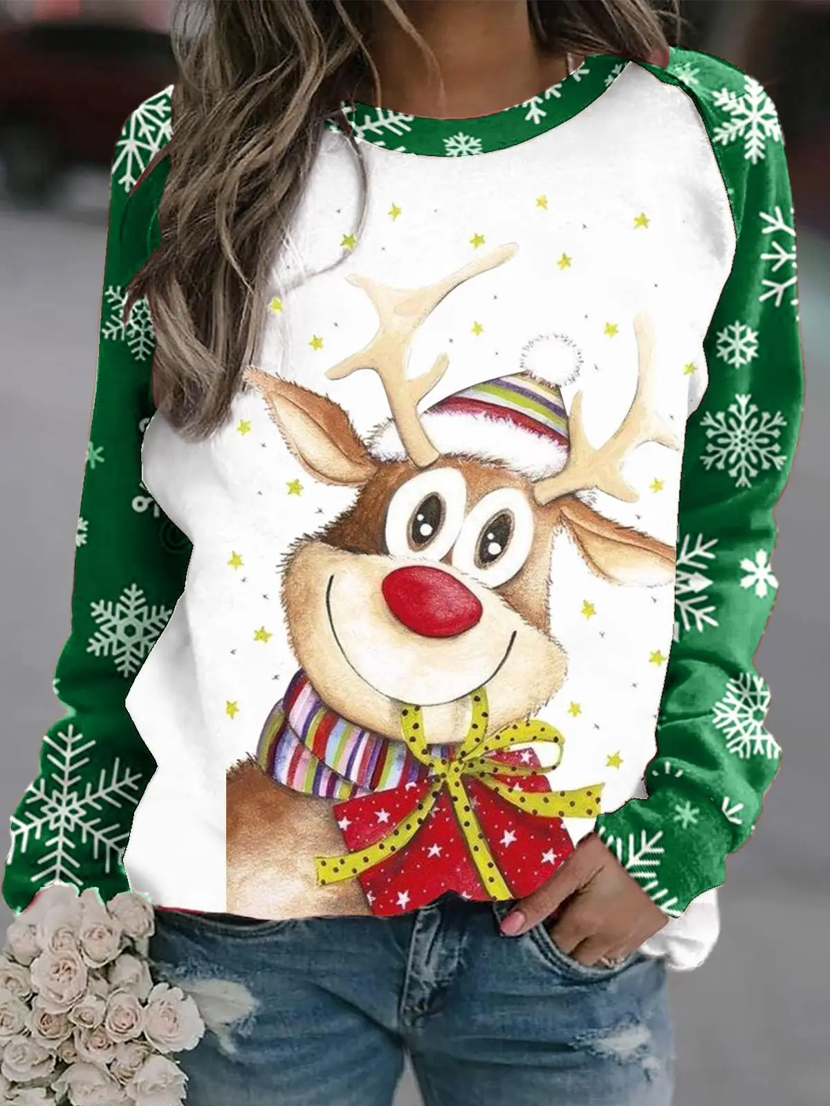 thumbnail image 1 of Suéter unisex de cuello redondo de gran oferta 2024, suéter con estampado 3D de estilo navideño, 1 of 5