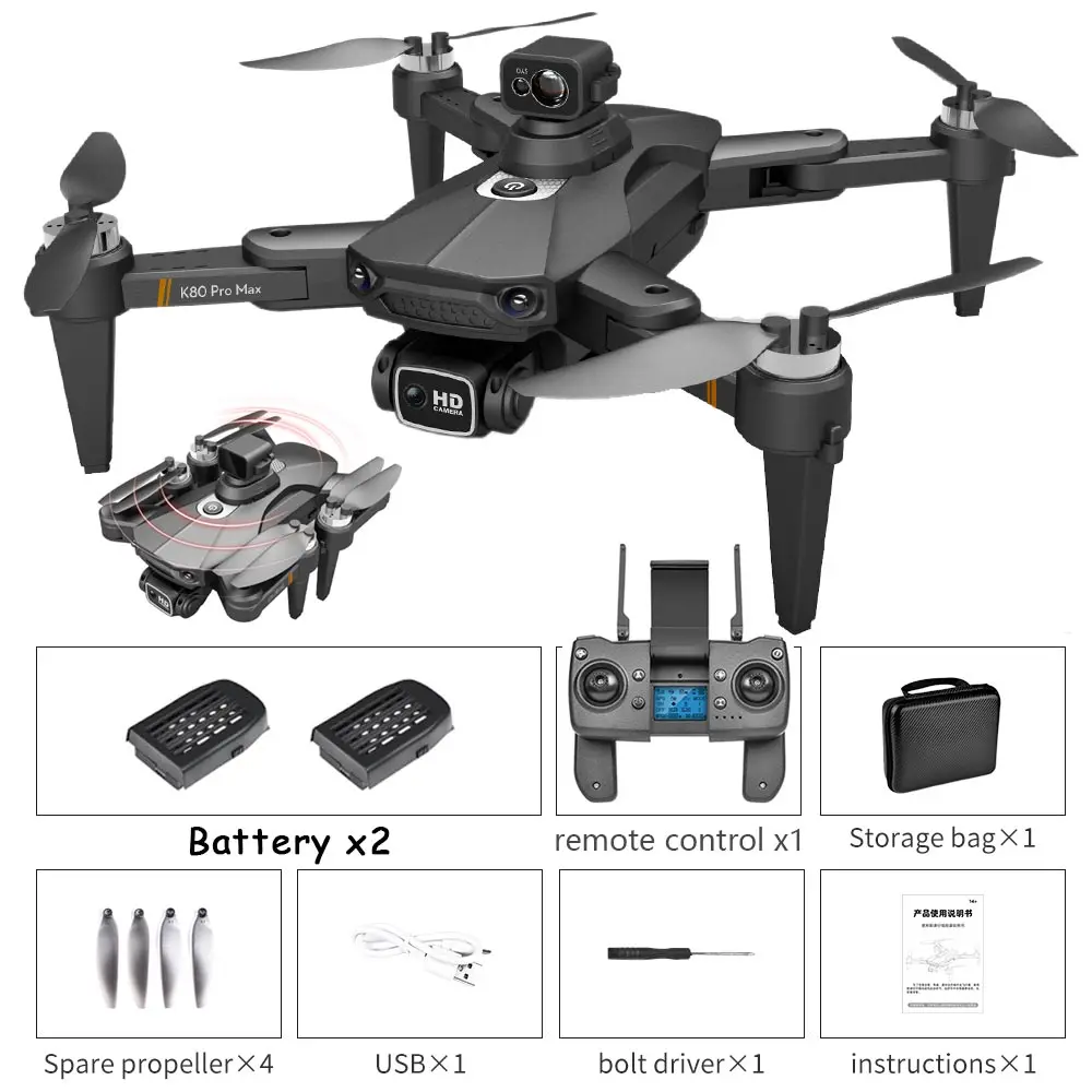 RC Quadcopter medium K80 MAX GPS 5GHz RC Drone 8K Multifunction Professional Obstacle Avoidance Dual HD Camera Brushless Motor Quadcopter Toys Boy rc quadcopter with camera RC Quadcopter