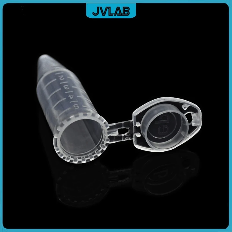 Microtubes Centrifuge Tube 5ml Laboratory Plastic EP Centrifugal Tube Conical Bottom Snap-cap Clear Diam.16.5mm H 60mm 50 Tubes