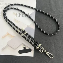 Sleek Silver Adjustable Crossbody Strap with Double Buckle for Cell Phone Case and Keys (Black white)