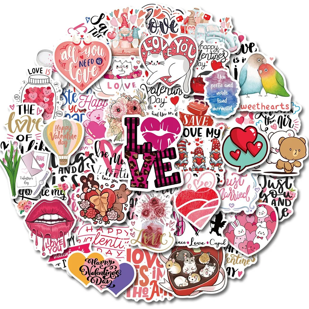 

10/30/50PCS Valentine's Day stickers romantic confession graffiti DIY skateboard suitcase luggage cute decals stickers wholesale