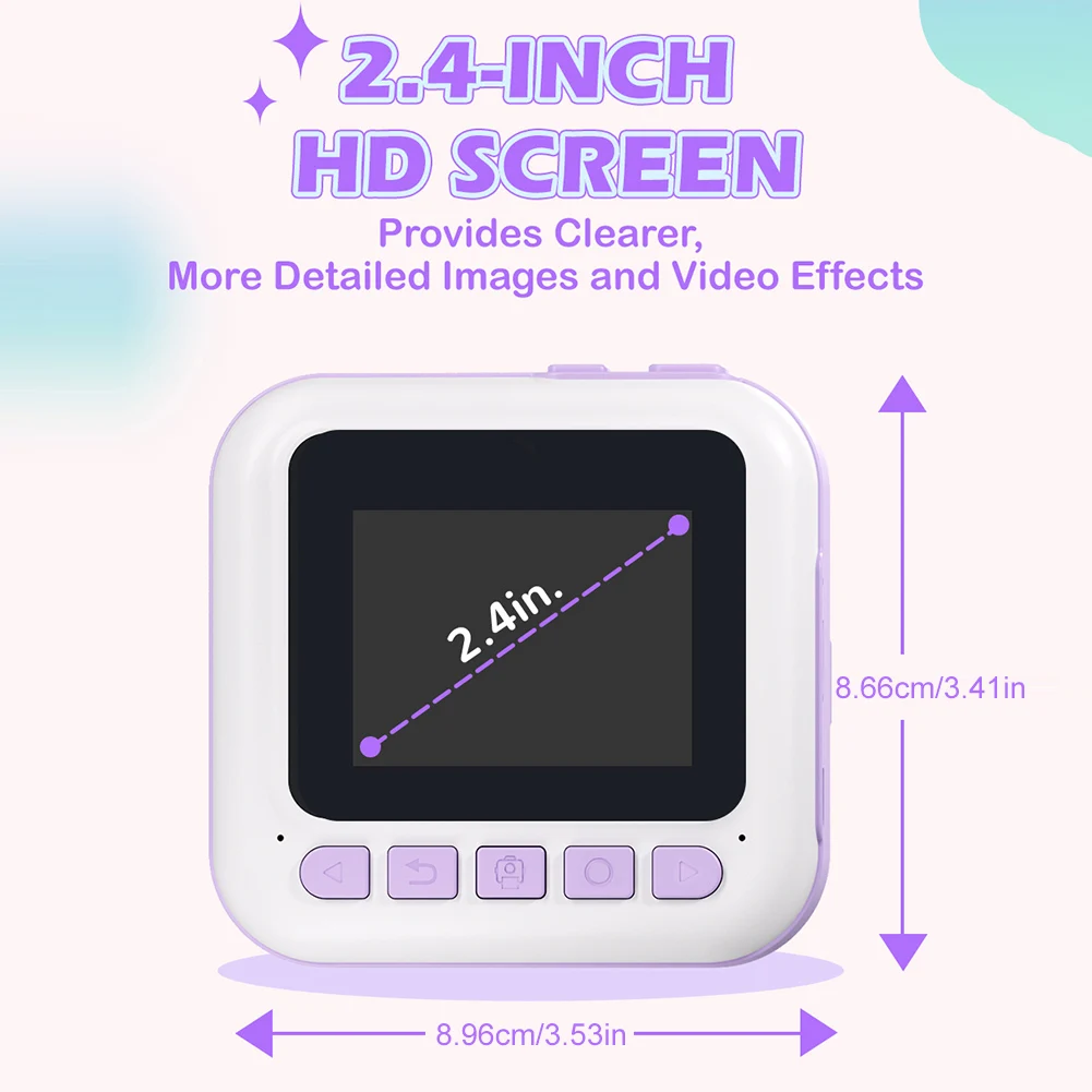 Kids Mini Instant Print Camera 2.4 Inch Screen Thermal Printing Camera 48MP 1080P Video digital camera