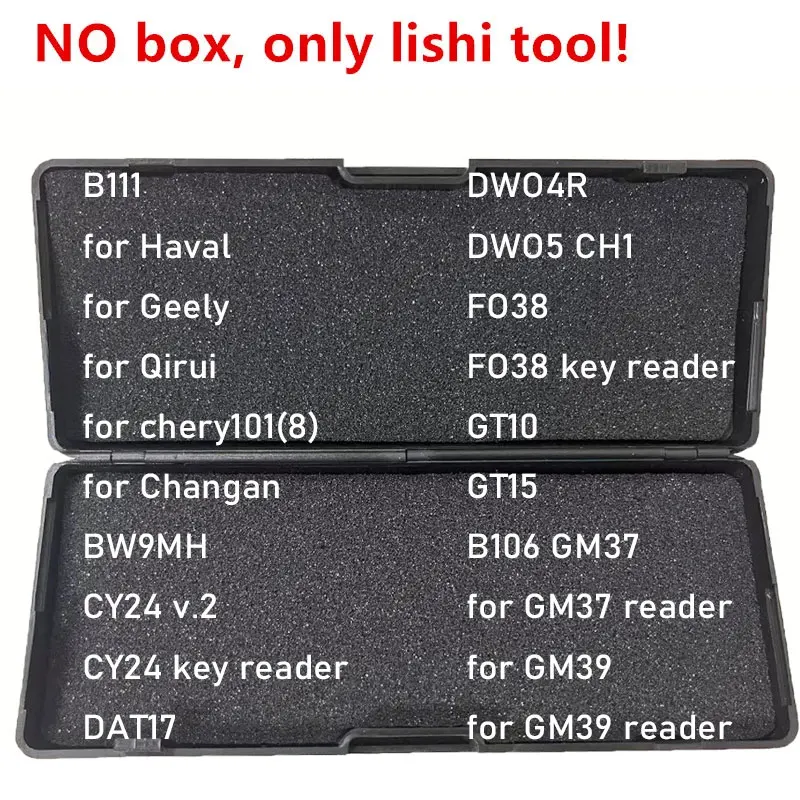 001-020 No Box Lishi 2 In 1 Tool B111 BW9MH CY24 DAT17 DWO4R DWO5 CH1 FO38 GT10 GT15 for GM37 GM39 for Haval Geely Qirui Changan hot lishi tool lishi tool