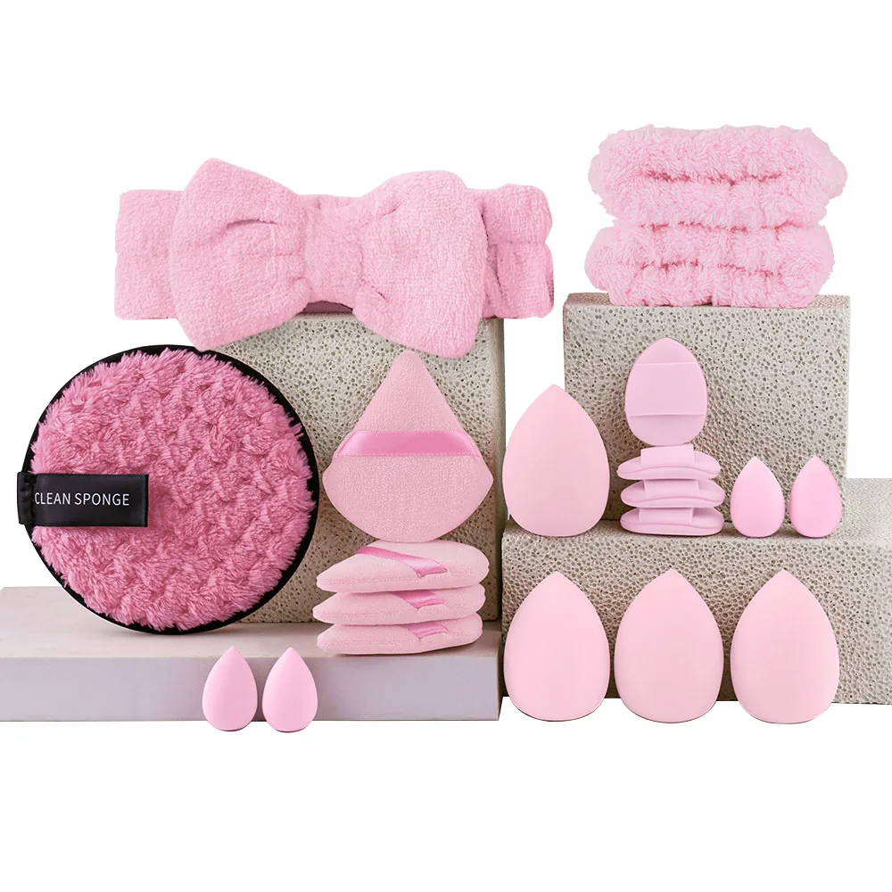 Versatile Multi-Colored Makeup Sponge Collection with Triangle and Mini Puffs
