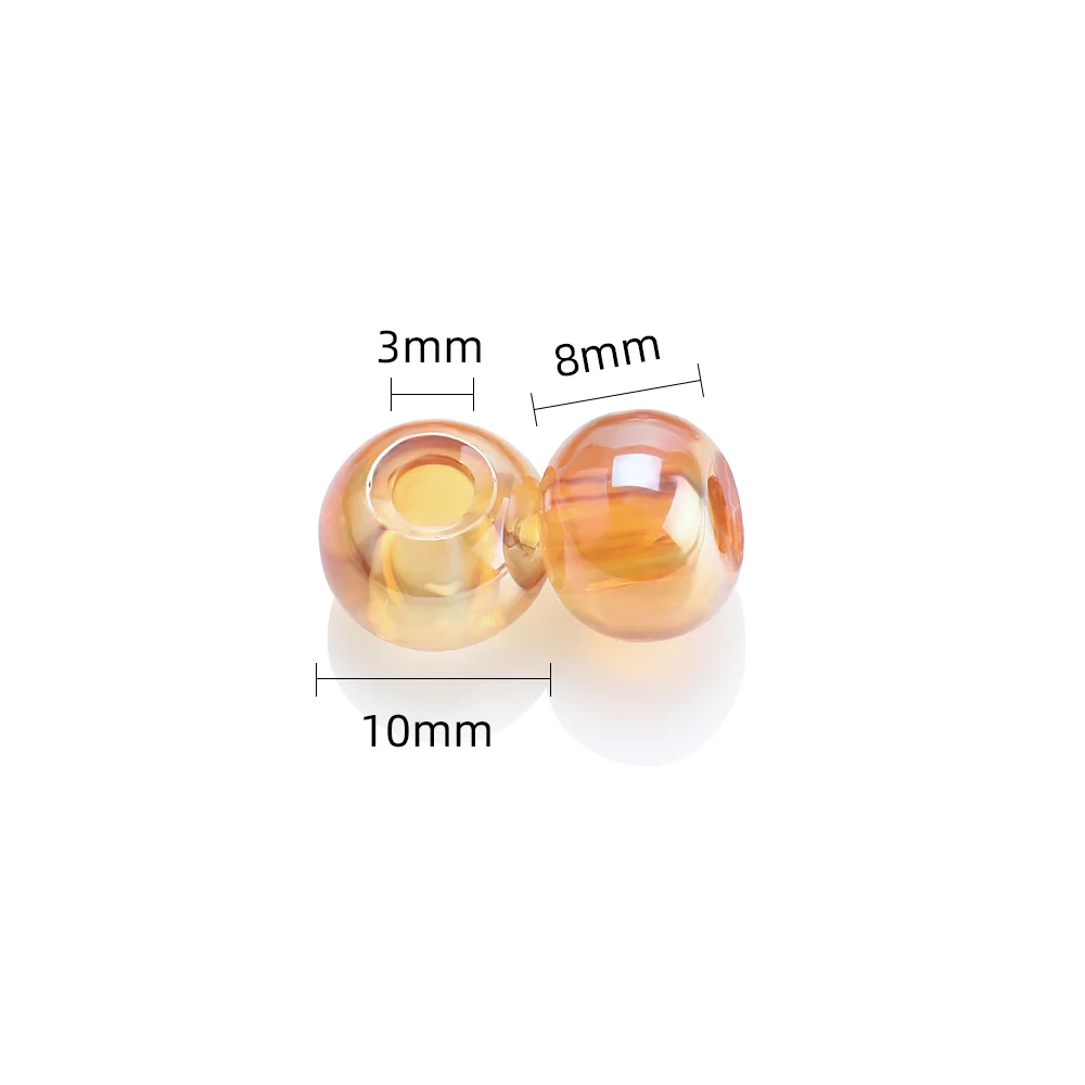 8x10MM 50개입 대형 구멍 전기도금 무지개빛 유리 루즈 비즈 DIY 팔찌 장식 제작 의류 액세서리용